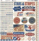Stars and Stripes 12x12 Sticker Sheet - Reminisce