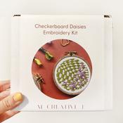 Checkerboard Daisy DIY Beginner Hand Embroidery Craft Kit - M Creative J