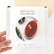 Moth and Fern Intermediate Hand Embroidery DIY Craft Kit - M Creative J