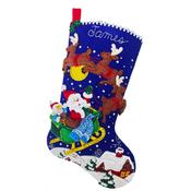 Santa's Sleigh Ride - Bucilla Felt Stocking Applique Kit 18" Long