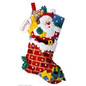 Jolly Chimney Santa - Bucilla Felt Stocking Applique Kit 18" Long