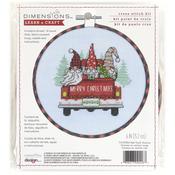Red Truck Gnomes (14 Count) - Dimensions Learn-A-Craft Counted Cross Stitch Kit 6" Round