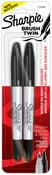 Black - Sharpie Permanent Twin Brush Markers 2/Pkg