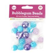 Purple, Teal, White Mix - CousinDIY Bubblegum Bead 20mm 20/Pkg