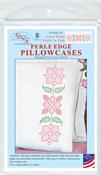 Cross-Stitch Pretty In Pink - Jack Dempsey Stamped Pillowcases W/White Perle Edge 2/Pkg