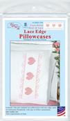 Cross-Stitch Hearts & Lace - Jack Dempsey Stamped Pillowcases W/White Lace Edge 2/Pkg