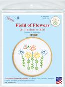 Field Of Flowers - Jack Dempsey Stamped Hoop Kits 6"