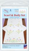 Field Of Flowers - Jack Dempsey Stamped Dresser Scarf & Doilies Perle Edge
