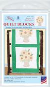 Basket Of Sunflowers - Jack Dempsey Stamped White Quilt Blocks 18"X18" 6/Pkg