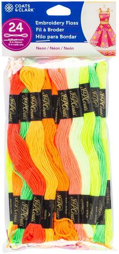 Coats Crochet Cotton > Neons - Coats & Clark 6-Strand Embroidery Floss Pack  24/Pkg: A Cherry On Top