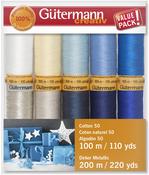Collection 2 - Silver Metallic - Gutermann Cotton 50 Holiday Thread Set - 10 Spools