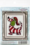 Candy Cane Dog (14 Count) - Design Works Counted Cross Stitch Kit 2"X3"