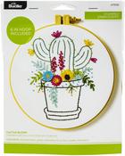 Cactus Bloom - Bucilla Stamped Embroidery Kit 6" Round