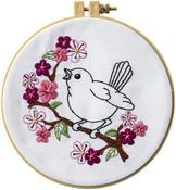 Cherry Blossom Birdie - Bucilla Stamped Embroidery Kit 6" Round