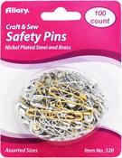 Assorted Sizes - Allary Safety Pins 100/Pkg