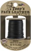Black - Pepperell Crafts Tony's Faux Leather Lacing 1/8"X50ft