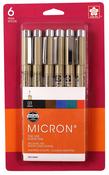 Black, Blue, Red, Green, Sepia - Pigma Micron Pens 03 .35mm 6/Pkg