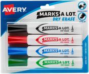 Assorted Colors, Chisel Tip - Avery Marks-A-Lot Desk-Style Dry Erase Markers 4/Pkg