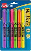 Assorted Colors - Avery Hi-Liter Pen-Style Highlighters 6/Pkg