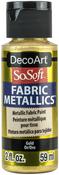 Gold - SoSoft Fabric Acrylic Metallic Paint 2oz