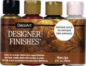 Antique Gold - DecoArt Designer Finishes Paint Pack 4/Pkg