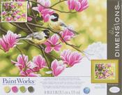 Chickadees & Magnolias - Paint Works Paint By Number Kit 14"X11"