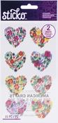 Floral Hearts, 16/Pkg - Sticko Flat Stickers