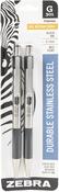 Black Ink 0.7mm Medium Point - Zebra G301 Stainless Steel Gel Retractable Pen 2/Pkg