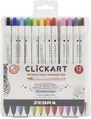 Assorted Colors - Zebra Click Art 0.6mm Bullet Point Marker Pens 12/Pkg