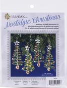 Christmas Tree Makes 4 - Solid Oak Nostalgic Christmas Beaded Cyrstal Ornament Kit