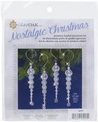 Shimmer Icicles Makes 4 - Solid Oak Nostalgic Christmas Beaded Cyrstal Ornament Kit