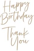 Stylish Script Thank You/Happy Birthday - Spellbinders Glimmer Hot Foil Plate