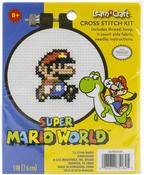 Super Mario Bros. (11 Count) - Dimensions Learn-A-Craft Counted Cross Stitch Kit 3" Round