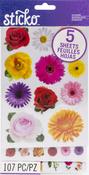 Photo Real Flowers - Sticko Themed Flip Pack Stickers 107/Pkg