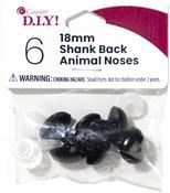 Black - Shank Back Animal Noses 18mm 6/Pkg
