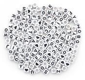 White With Black Letters - Alphabet Beads 6mm 160/Pkg