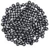 Black Round With White Letters - Alphabet Beads 7mm 150/Pkg