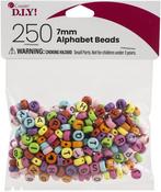 Assorted Round With Black Letters - Alphabet Beads 7mm 250/Pkg