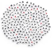 White Round With Black Letter - Alphabet Beads 7mm 250/Pkg