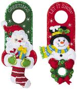 Seasons Greetings - Bucilla Felt Door Hanger Applique Kit Set Of 2