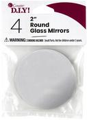 Silver - Round Glass Mirrors 2" 4/Pkg