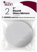 Silver - Round Glass Mirrors 3" 2/Pkg