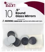 Silver - Round Glass Mirrors 0.5" 10/Pkg