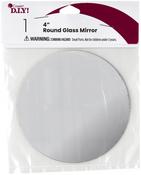 Silver - Round Glass Mirror 4"