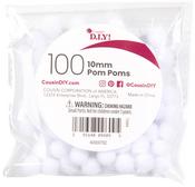 White - Pom-Poms 10mm 100/Pkg