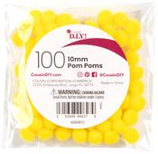 Yellow - Pom-Poms 10mm 100/Pkg