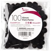 Black - Pom-Poms 10mm 100/Pkg