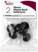 Black - Shank Back Solid Eyes 18mm 2/Pkg