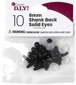 Black - Shank Back Solid Eyes 6mm 10/Pkg