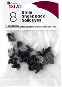 Black - Shank Back Solid Eyes 8mm 8/Pkg